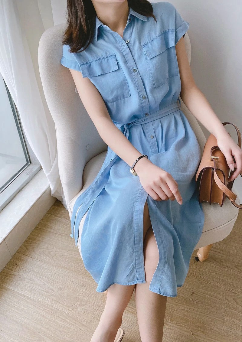 Solid color shirt dress - Mubimart -  