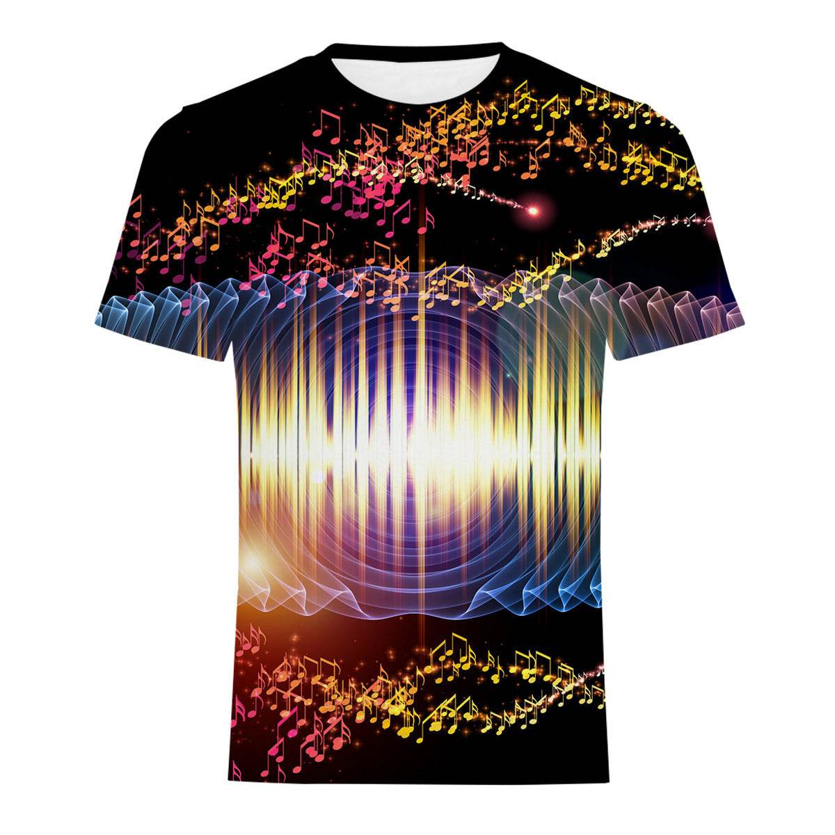 Mens Fashion Casual Digital Print Crew Neck T-shirt - Mubimart