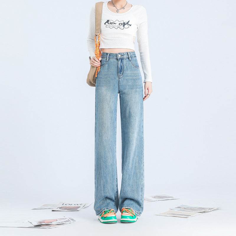 Fashionable Personalized Wide-leg Mopping Jeans For Women - Mubimart