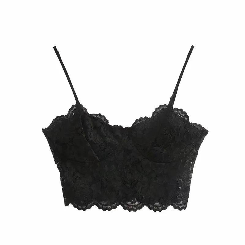 Lace underwear top with camisole - Mubimart