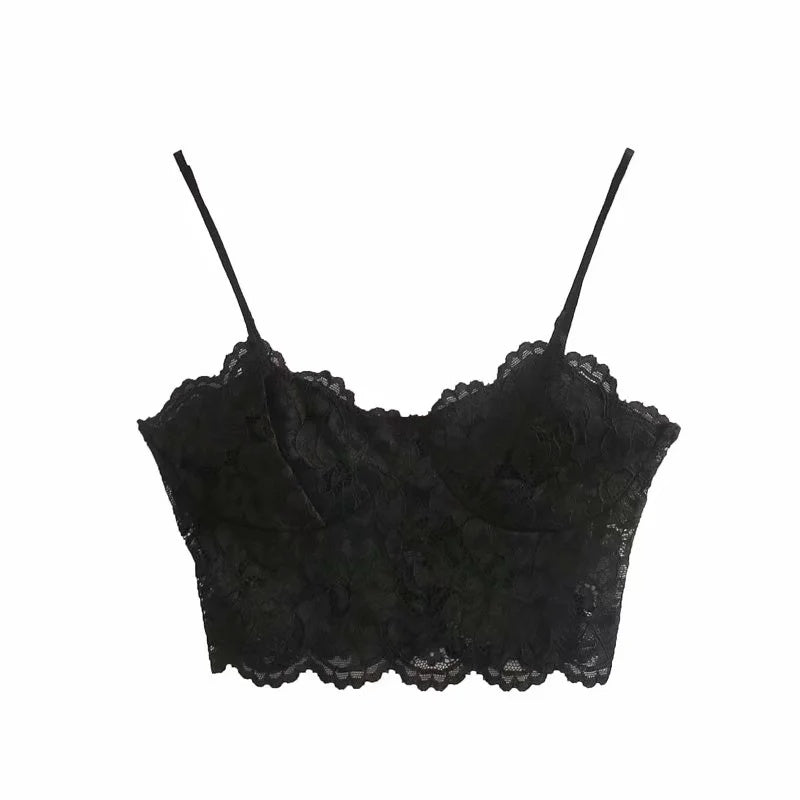 Lace underwear top with camisole - Mubimart -  