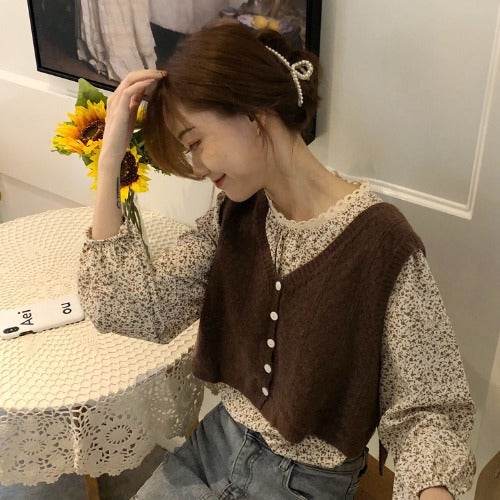 Sleeveless sweater vest sweater - Mubimart