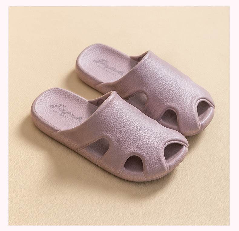 Baotou Hollow Home Slippers Summer Fashion Litchi Pattern Design Soft Sole Anti-Slip Floor Bathroom Slipper Women Men House Shoes - Mubimart