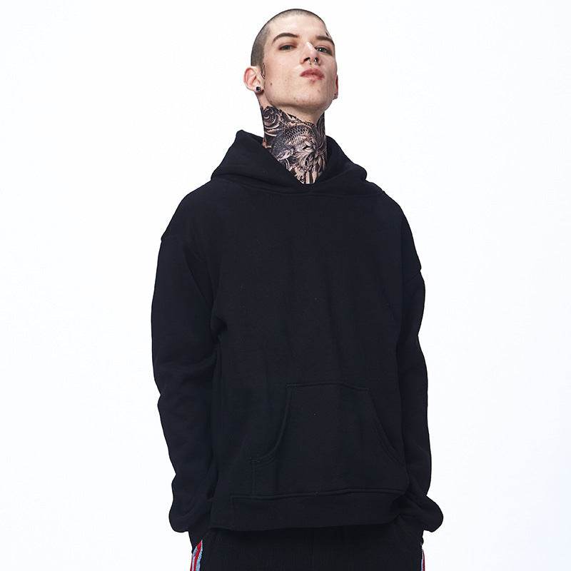 Male and men's sweater autumn new color plus velvet oversize off shoulder Mens Hoodie tide - Mubimart