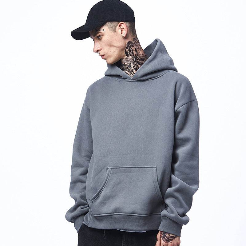 Male and men's sweater autumn new color plus velvet oversize off shoulder Mens Hoodie tide - Mubimart