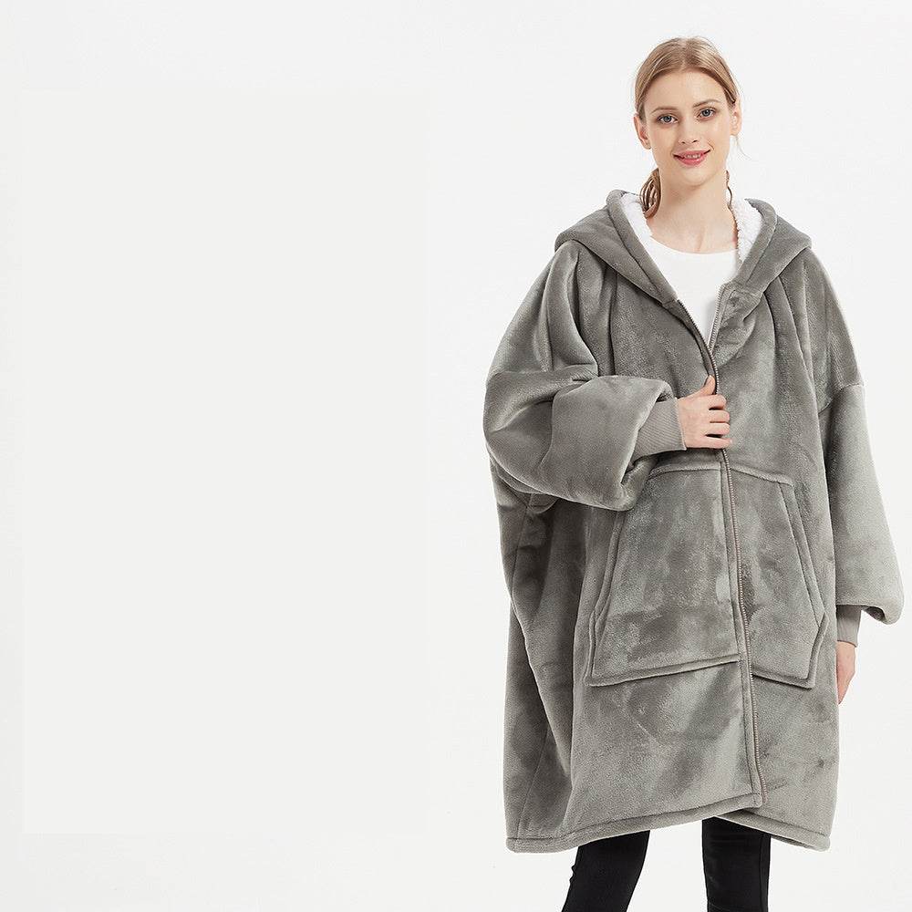 Plus Size Robe Winter Wearable Blanket Sweatshirt Women Men Warm And Cozy Giant Blanket Hoodie Home Clothes - Mubimart