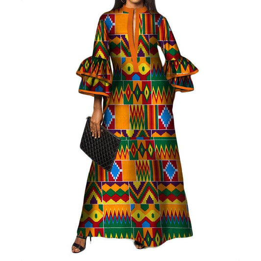 Women's Print Fashion Cotton Formal Dress - Mubimart