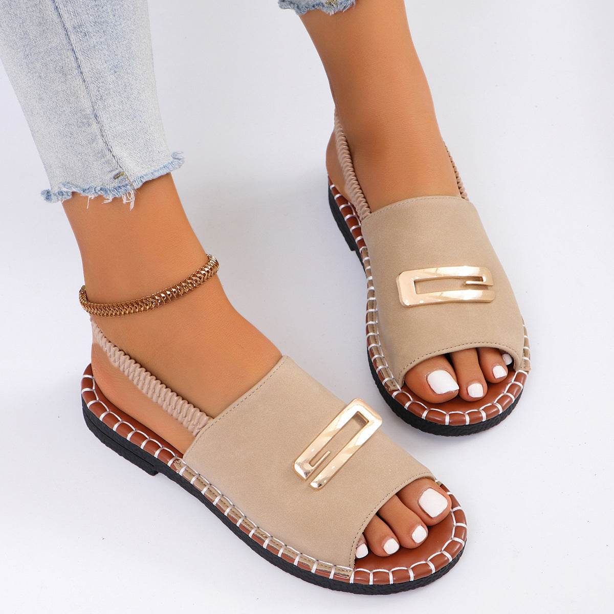 Sandals Women's Flat Bottom Comfort Fish Mouth - Mubimart