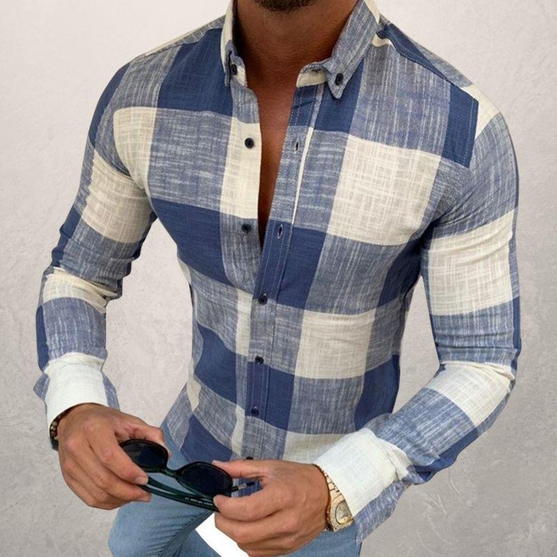 Button-down long sleeve men's casual shirt