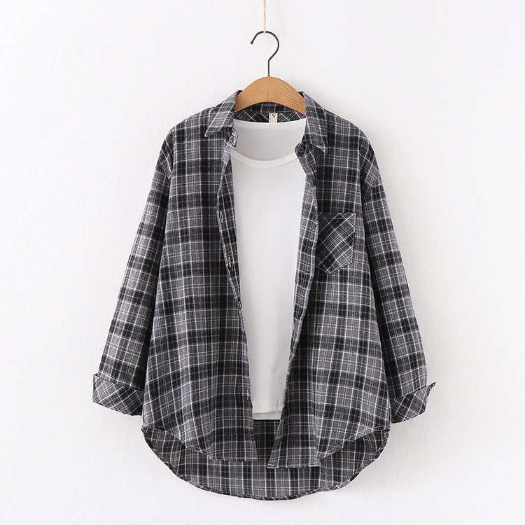 New Brand Plaid Shirt Women Loose Plus Size Blouse Female Long Sleeve Blouses Cotton Flannel Casual Shirt Women Tops Blusas - Mubimart -  