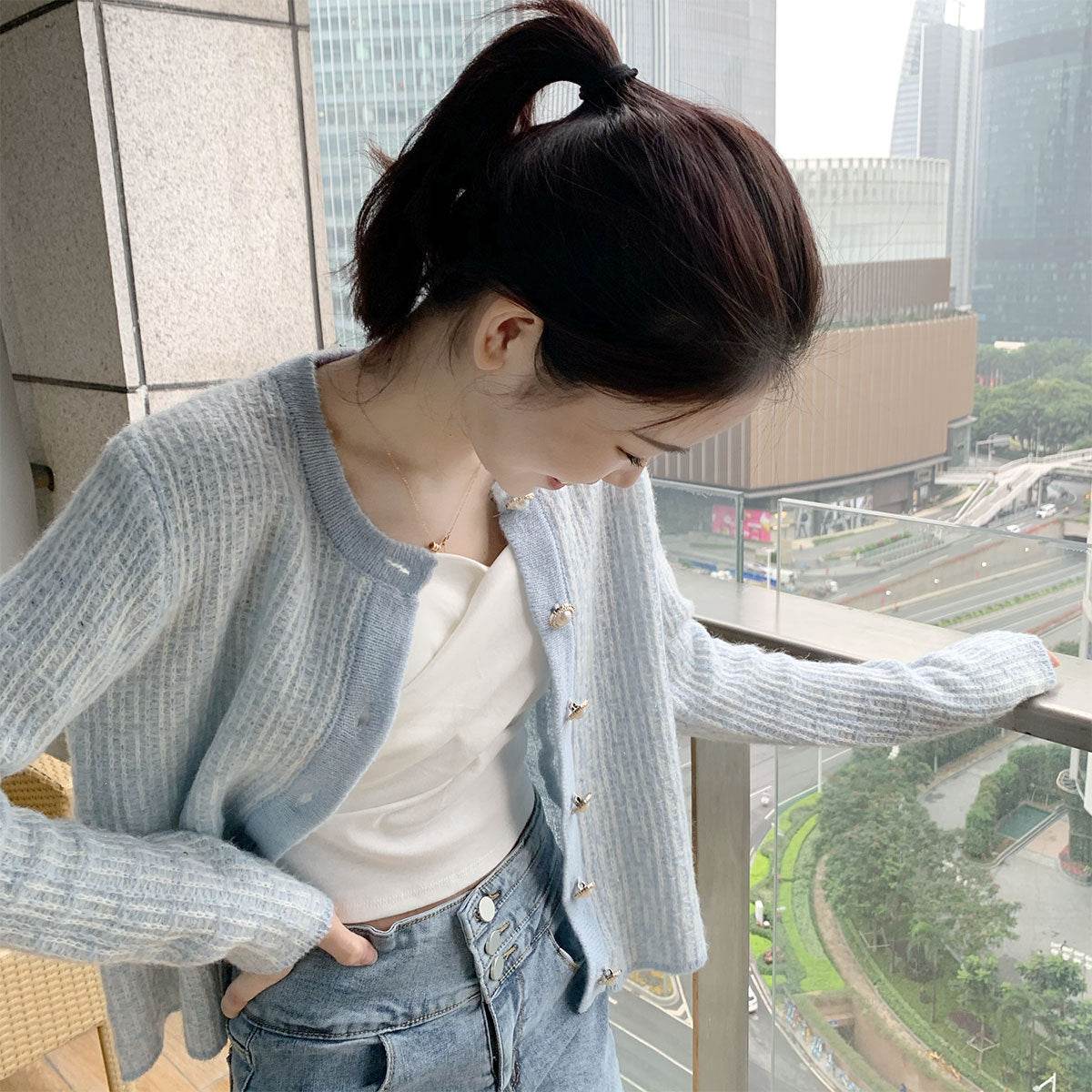 Gentle Temperament Young Lady Little Fragrant Wind Cardigan Women Loose Top - Mubimart