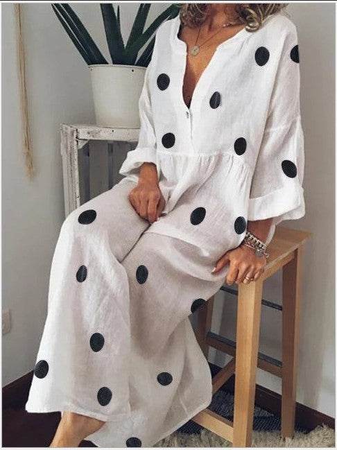 Women's maxi dress bohemian print dress - Mubimart