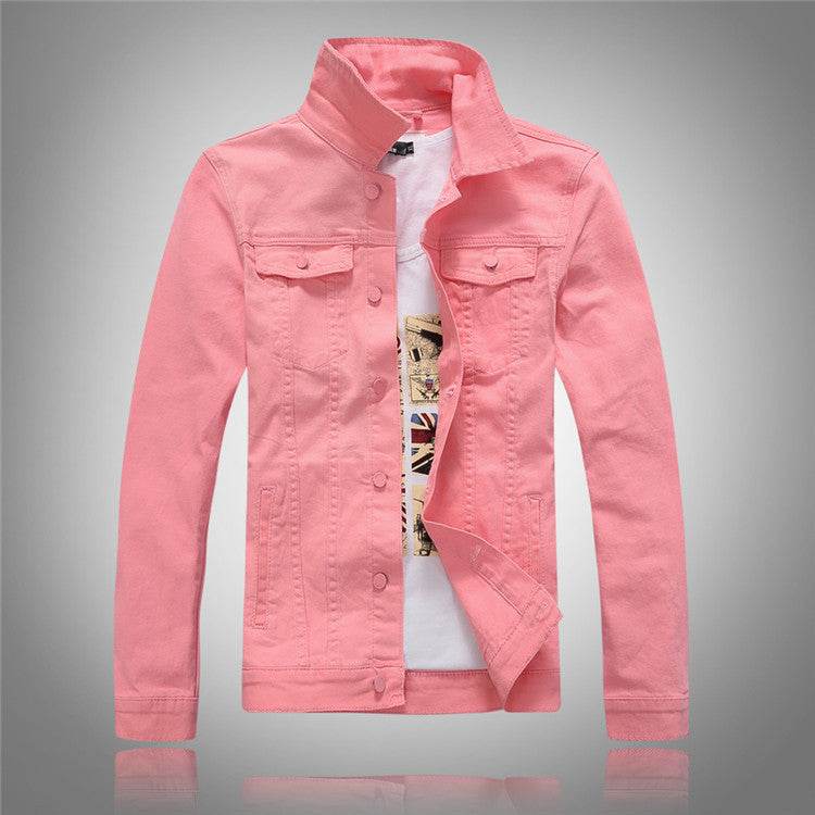 Denim jacket men's gray washed denim jacket - Mubimart