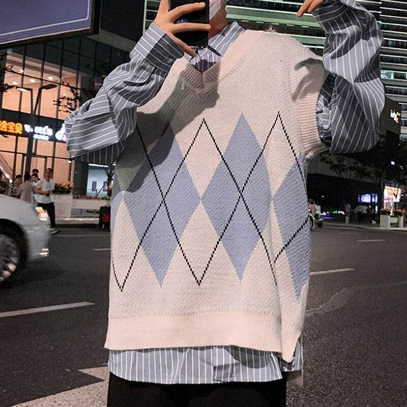V-neck all-match coat sweater vest - Mubimart