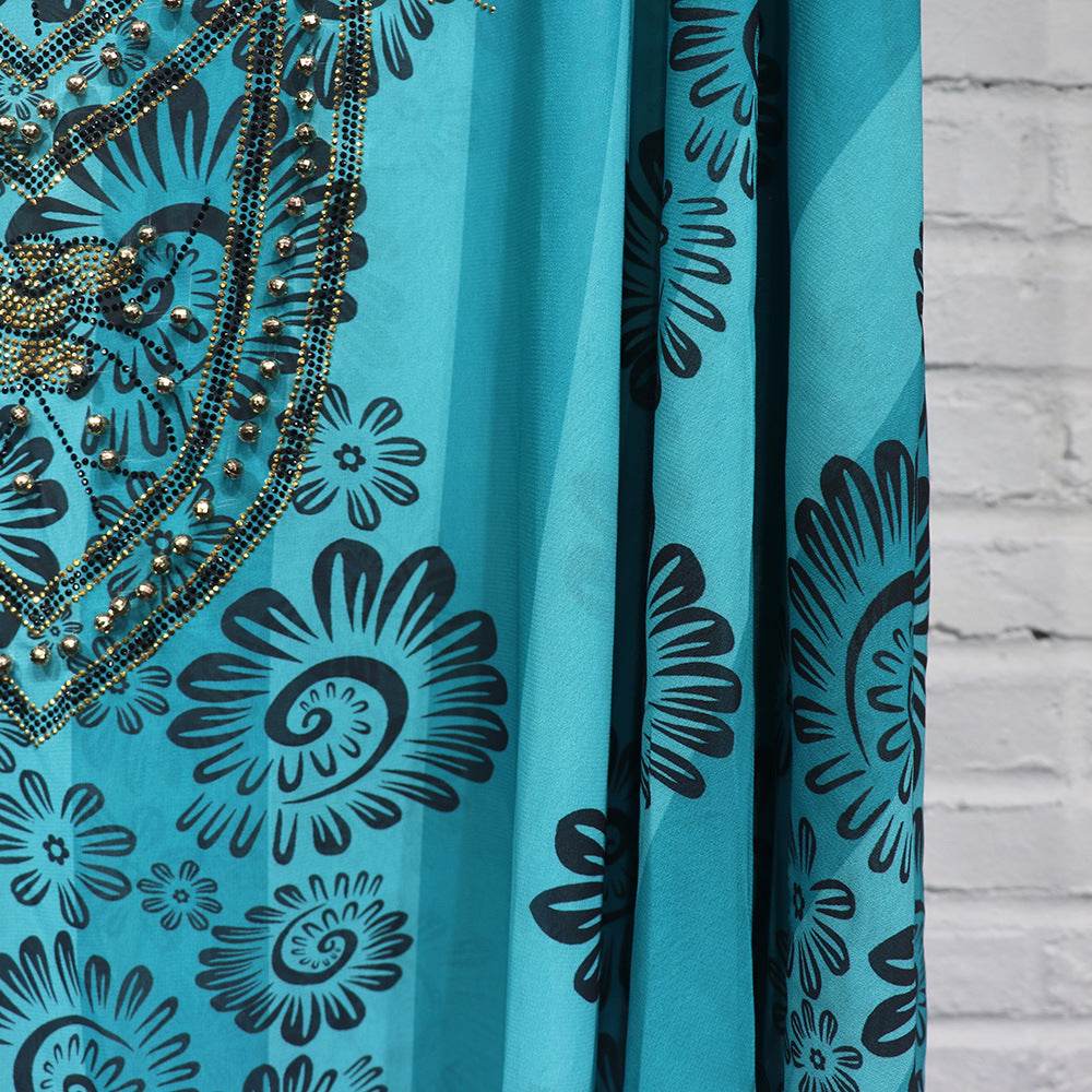 Women's Robe Chiffon Rhinestone Plus Beads Stretch Dress - Mubimart