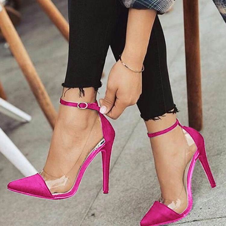 Cotton sandal toe Strap shoes high heels - Mubimart
