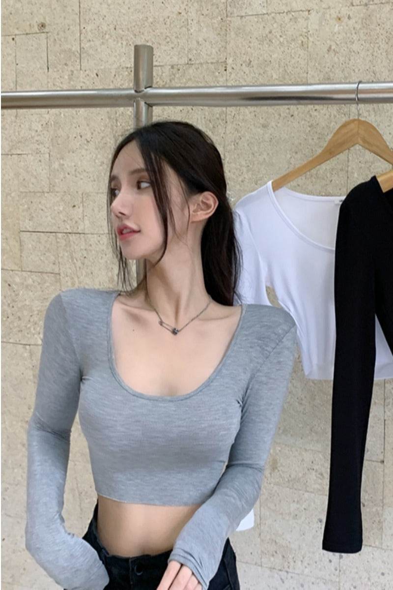 Short long sleeve T-shirt for women - Mubimart