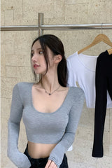 Short long sleeve T-shirt for women