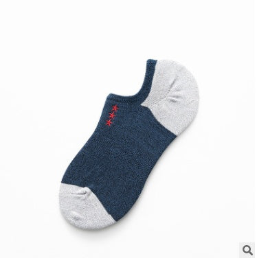 Men's cotton socks low cut embroidery socks - Mubimart -  