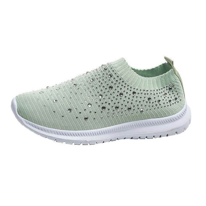 European And American Plus Size Rhinestone Stretch Sock Shoes Casual Men And Women Sneaker - Mubimart