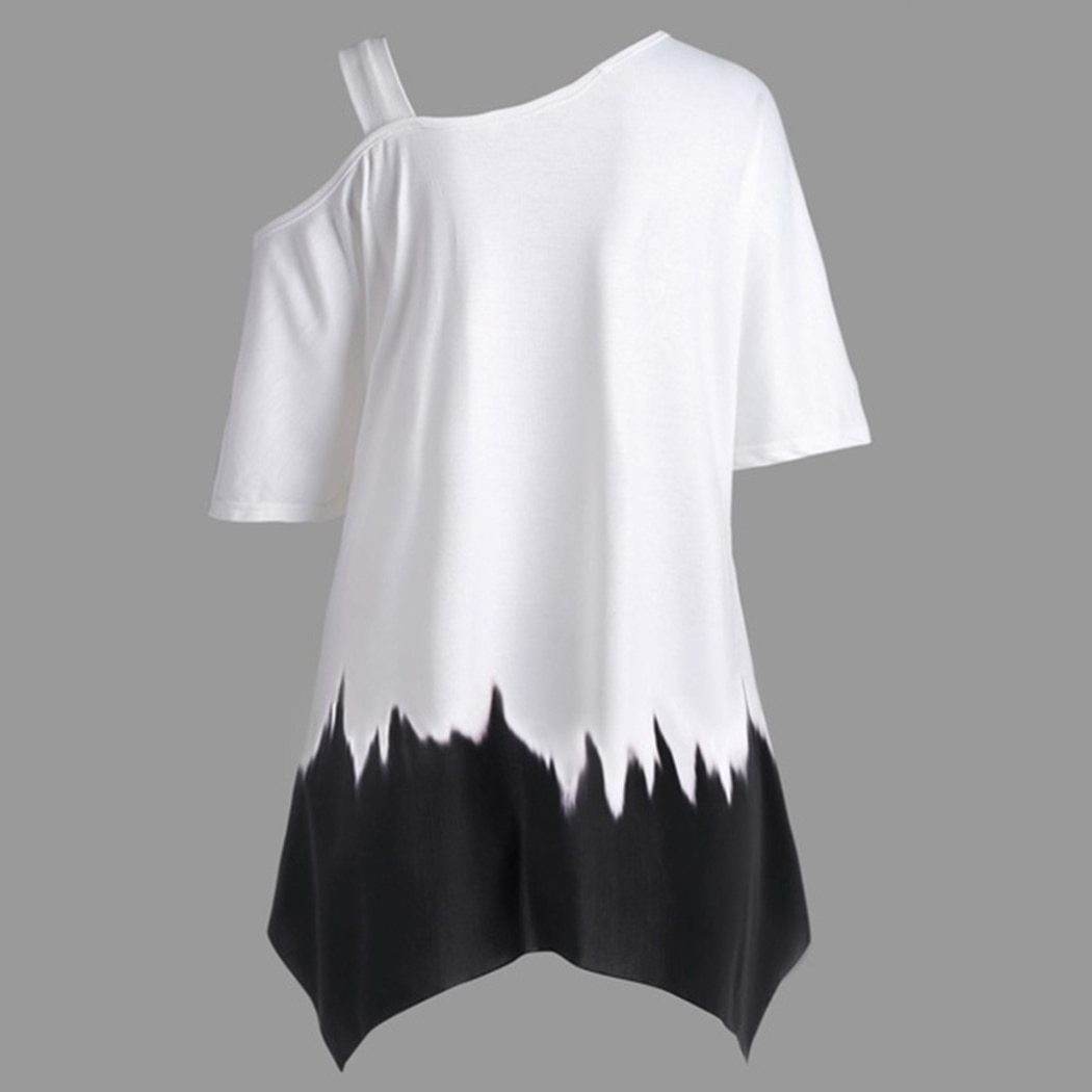 Short Sleeve Women Tops One Shoulder Summer Fashion Butterfly Printed Blouse Plus Size Tunic Casual Shirts Loose Blusas - Mubimart
