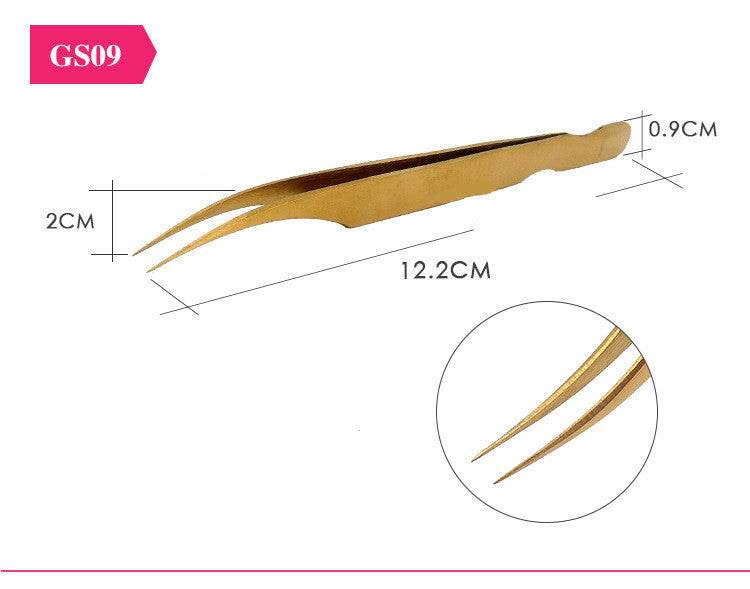 Gold Plated Eyelash Extension Tweezers Eyelash Tool - Mubimart