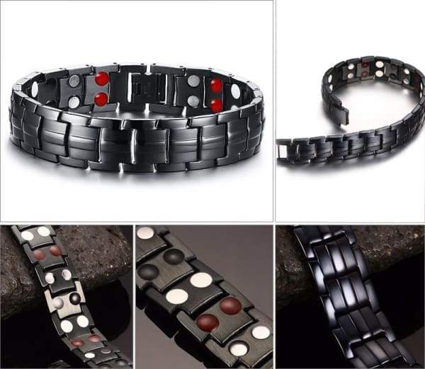 Schwarzes Armband für Männer, Handkette, Energie, Gesundheit, Germanium, Magnetarmband für Männer, Edelstahlarmbänder für Frauen und Männer 