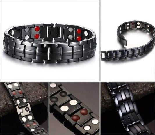 Black Bracelet Men Hand Chain Energy Health Germanium Magnetic Bracelet Men Stainless Steel Bracelets For Women Men - Mubimart