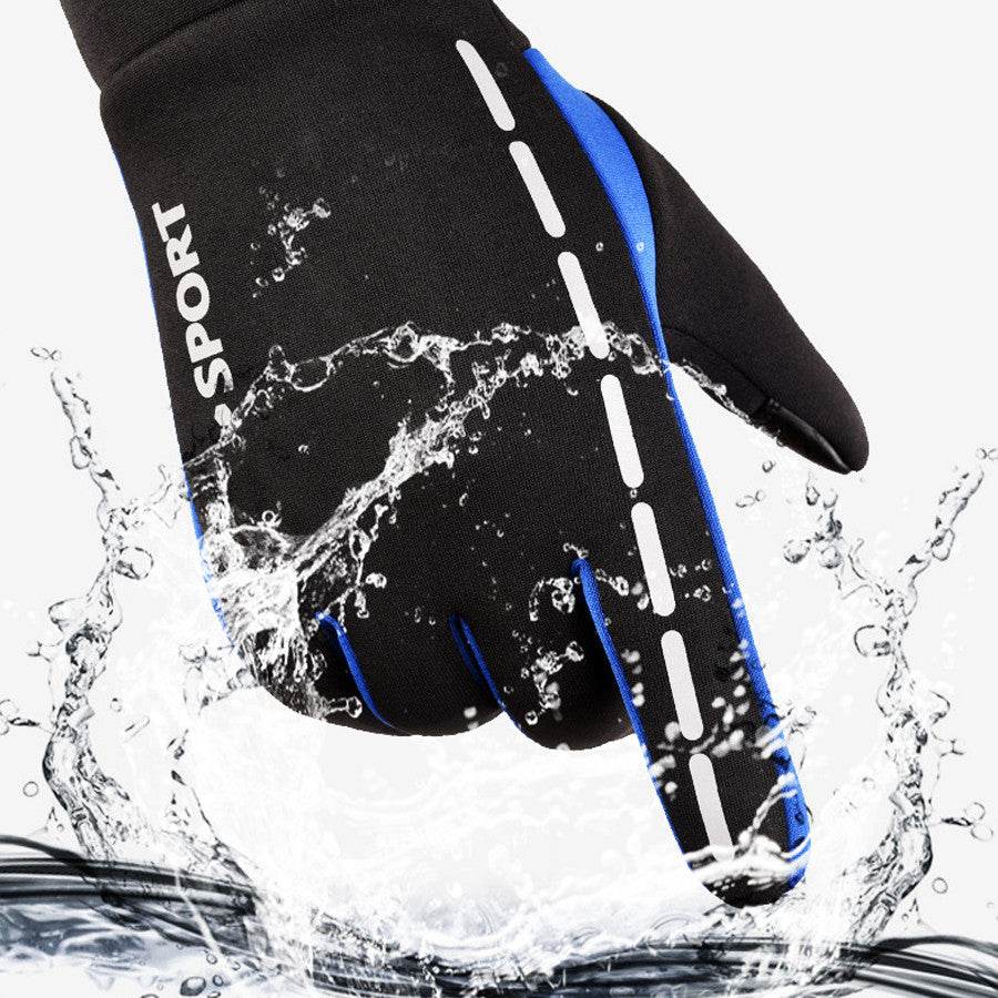 Outdoor gloves for men and women all fingers plus velvet gloves - Mubimart