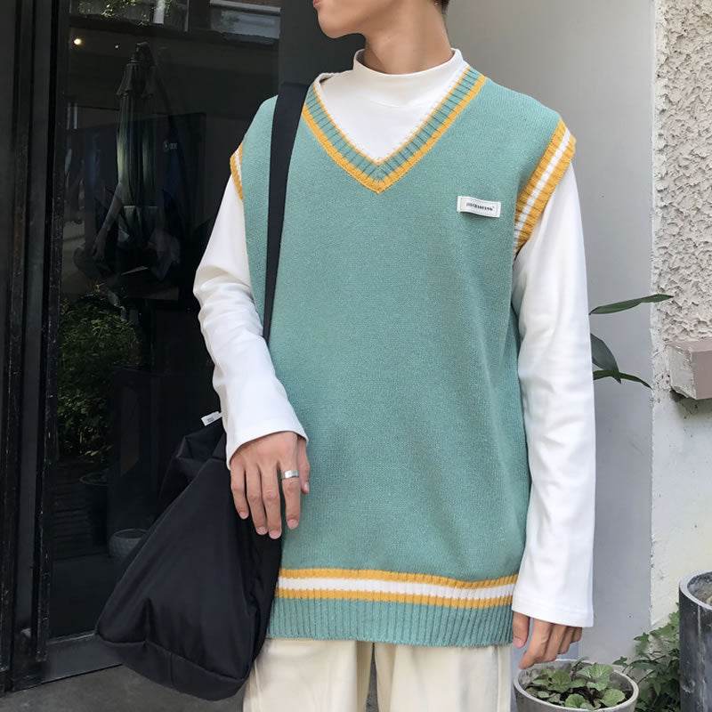 V Neck Vest Men's Autumn Sweater - Mubimart