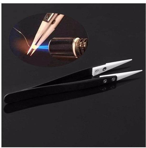 Anti-Static Ceramic Tweezers Black Handle Clamping Tweezers - Mubimart