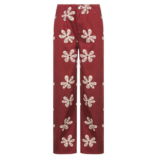Fashion Printed Sexy Low-rise Wide-leg Jeans Women - Mubimart