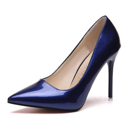 Patent Leather Shallow Mouth Work Shoes Fairy Style Stiletto Shoes - Mubimart