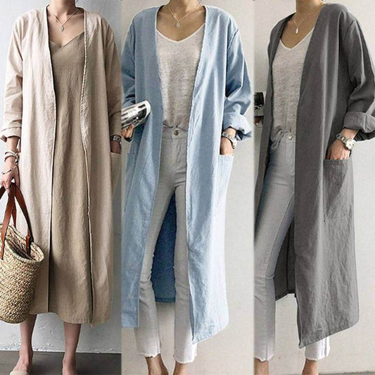 Solid color plus size loose cardigan jacket - Mubimart