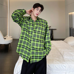 Shirt Plaid Men's Casual Resort Style Loose Shirt Jacket