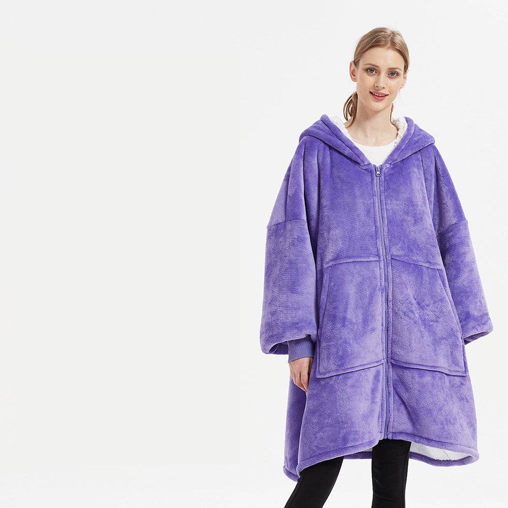 Plus Size Robe Winter Wearable Blanket Sweatshirt Women Men Warm And Cozy Giant Blanket Hoodie Home Clothes - Mubimart