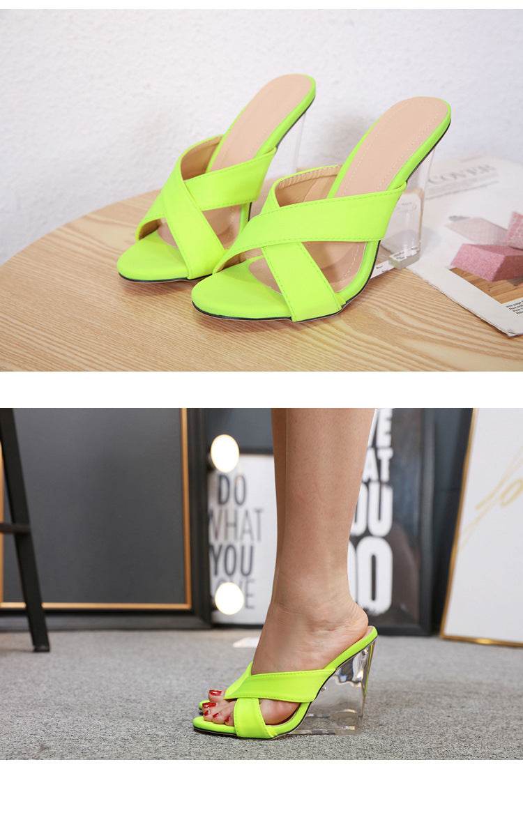 Crystal fluorescent high heels - Mubimart