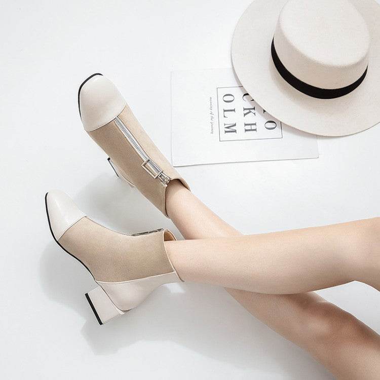 Versatile women's square toe boots - Mubimart