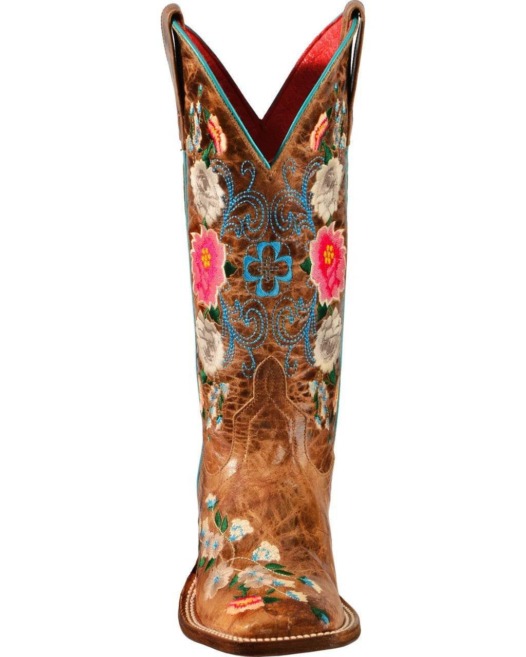 New Lady's Flower Vintage Knight Boots Tall Brown Artificial Pu Fashion Boots - Mubimart