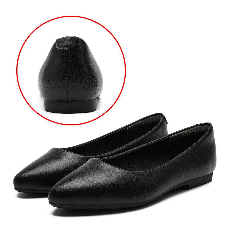 Leather Work Shoes Women Black - Mubimart