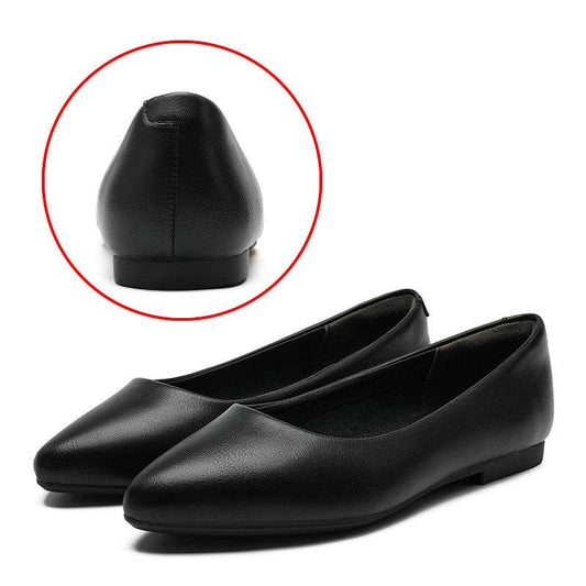 Leather Work Shoes Women Black - Mubimart