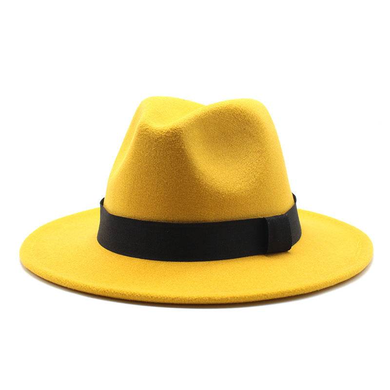 New Panama Flat Brim Fedora Hat Woolen Hat Men's And Women's Hats - Mubimart