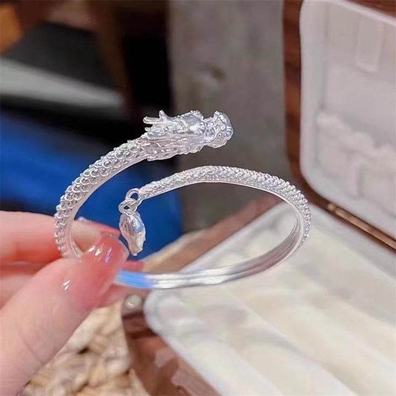 2024 Trendy Magical Dragon Waving Its Tail Chinese Style Men And Women Couple Adjustable Bracelet New Popular Relief Dragon Tail Bangle Punk Jewelry - Mubimart
