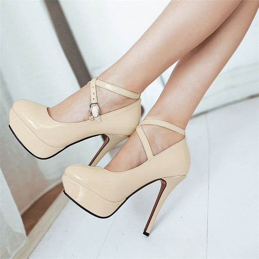 Round toe platform super high heels - Mubimart