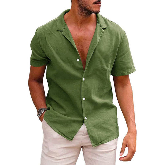 Men's Tops Casual Button Down Shirt Short Sleeve Beach Shirt Summer Mens Clothing - Mubimart
