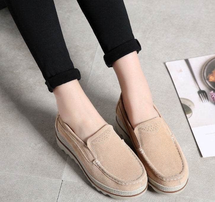 Womens Breathable Suede Slip On Sneakers - Mubimart