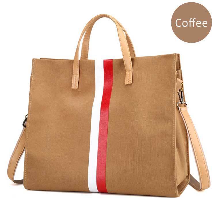 Canvas Ladies Work Bag Women Tote Hand Bag Shoulder Bag for Women Fashion Lady Shopping Canvas Stripe Tote Bags Female Handbags - Mubimart