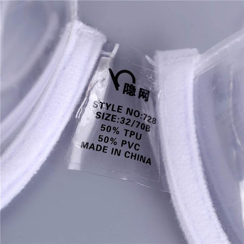 Fully Transparent Invisible Shoulder Strap Plastic Bra - Mubimart