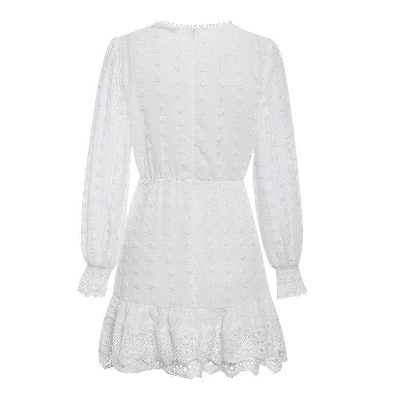 Women's Hollowed Chiffon Dress Formal Dress Lady Dress - Mubimart