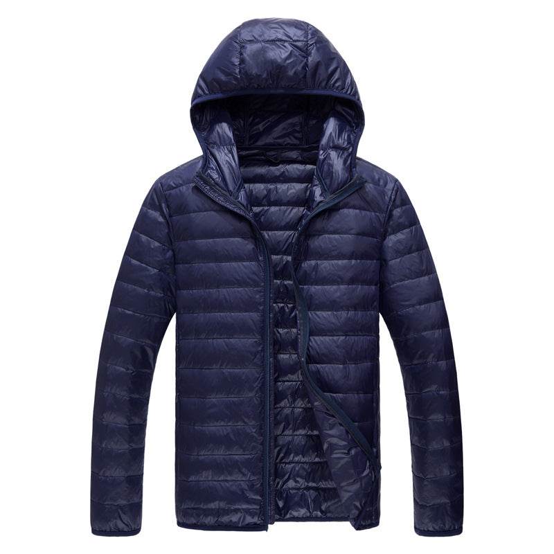 Mens Duck Down Hooded Jacket Winter Ultralight Bubble Coat Puffer Slim Fit - Mubimart